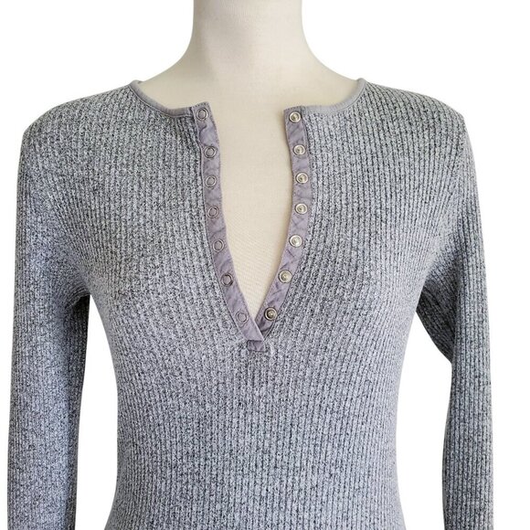 ZARA Henley Heather Gray Ribbed Polo Neck Soft Midi Dress Scandi Girl Size M - Picture 6 of 16